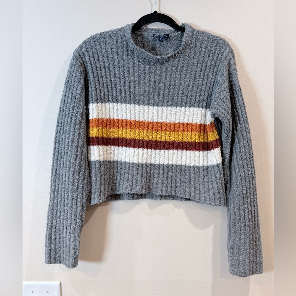 🔥Freshman Gray Striped Women's Sweater Size S EUC 🔥